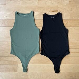 S - Womens Bodysuit Set - Green and Black